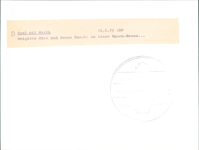 1979 STICK RUSCHE MASTER HERBERT DAVCE MUSIC ZDE GITTE AND BENNO KUSCH - Vintage Photograph