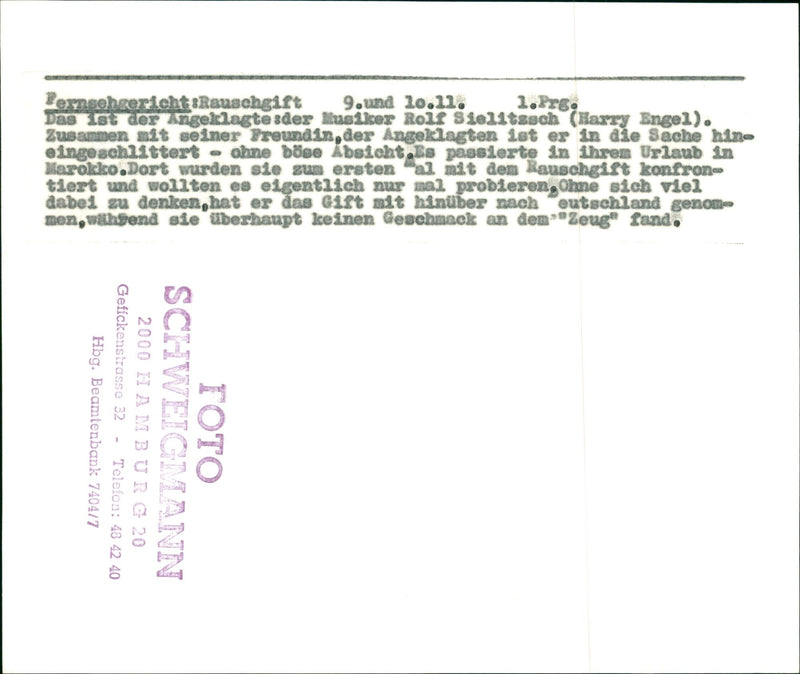 DISH PANOODGIFT DEPOSIT MUSICIAN ROLF SIELLTASCH - Vintage Photograph