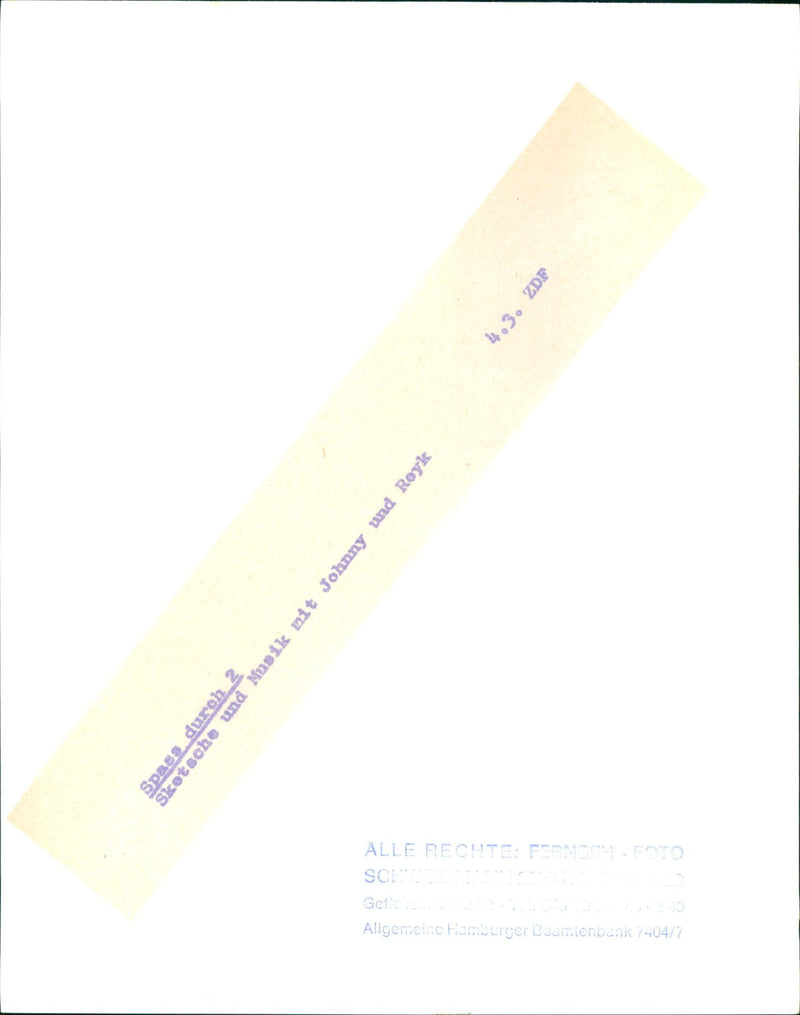 KETSCHE AND MUSIC JOHNNY REYK ALL RIGHTS FERMO FOTO SCH - Vintage Photograph