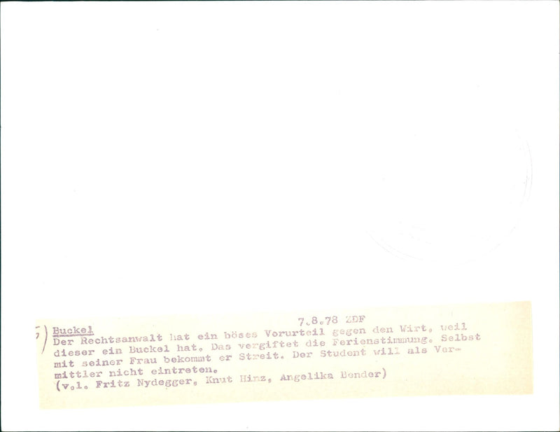 1978 BUCKEL GERMAN FILM ABOUT MANS PREJUDICE AGAINST VERA - Vintage Photograph