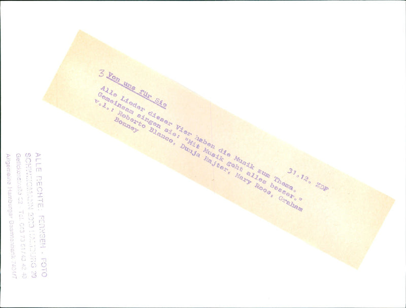 ALL SONGS THESE FOUR LIFT MUSIC THEME SING TOGETHER CIE MARY - Vintage Photograph