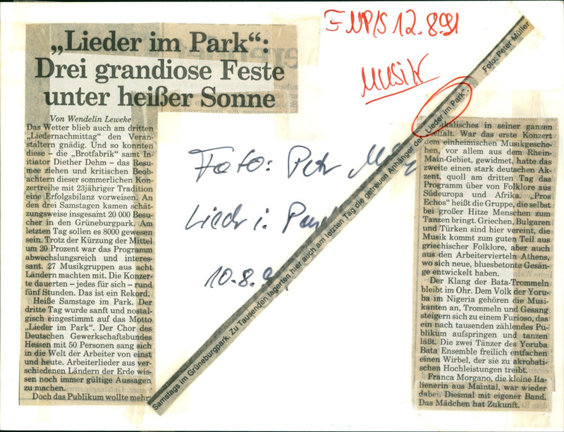 SUMMERIME STUDENTS GRUNEBURGPARK MUSIC GROUPS FRO BAND - Vintage Photograph