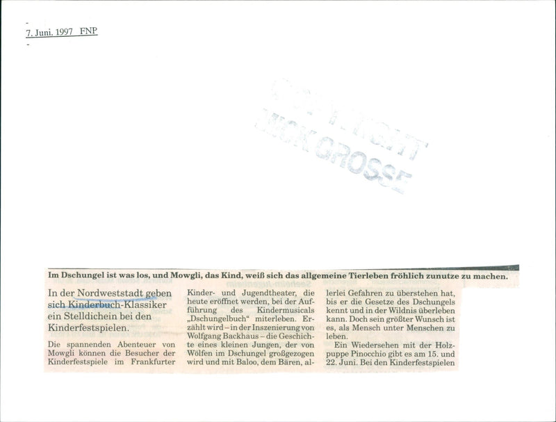 Children's musical "Jungle Book" in the Frankfurt children's and youth theater - Vintage Photograph