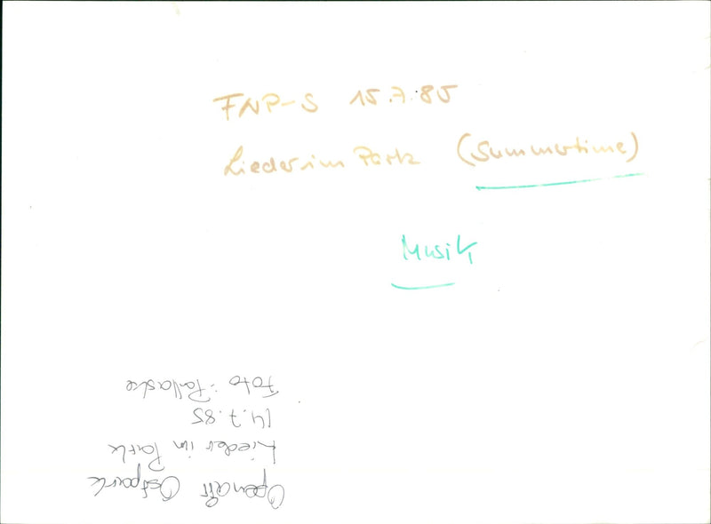 1985 MMERTI PARK PLAY SONGS PALLASKE LIEDERSIM MUSIC WIL - Vintage Photograph