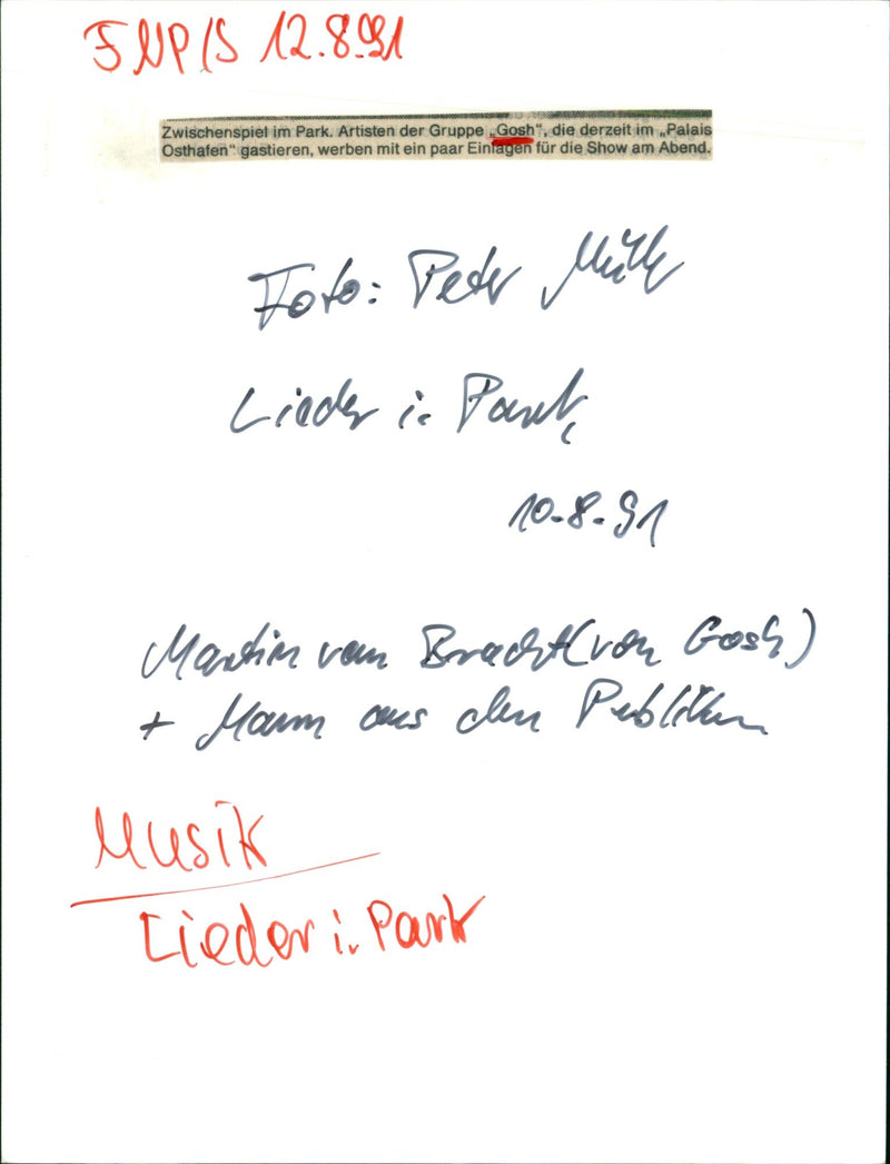 1991 songs in the park - Vintage Photograph