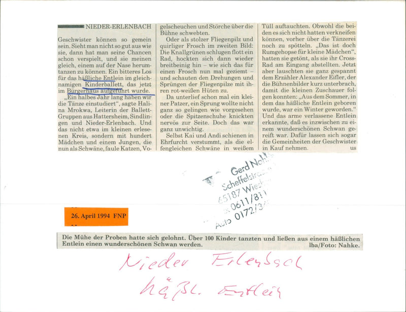 1994 Kinderballett - Vintage Photograph