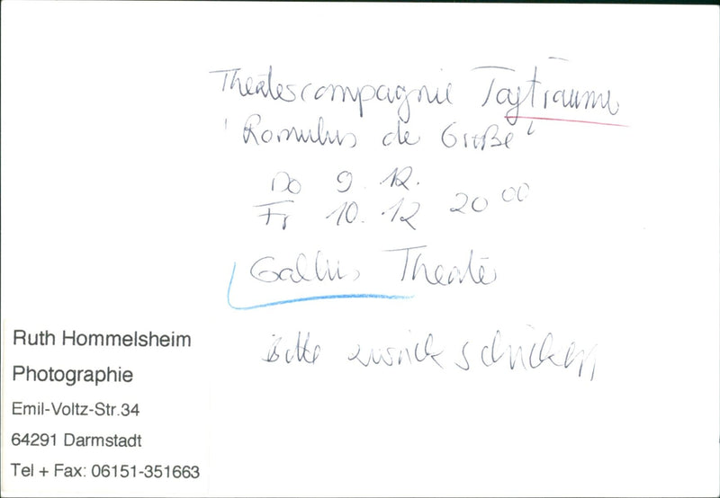 THETET HALLUS THEATER THIALES COMPAGNII TAYTRCUMA ROMULUS GROE GALL - Vintage Photograph