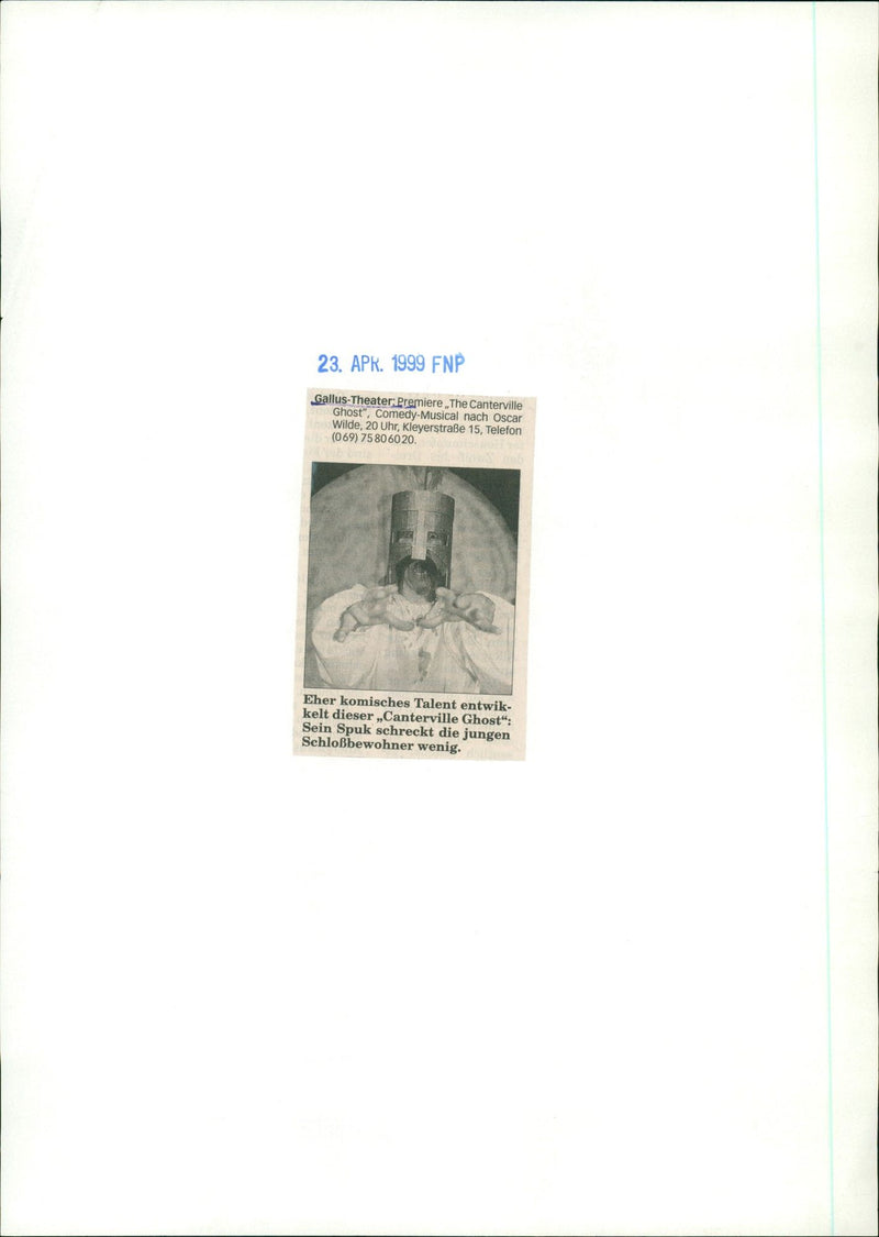 1999 THETET HALLUS THEATER COMEDY MUSICAL AFTER WILDE KLEYERSTRAE PREMIERE - Vintage Photograph