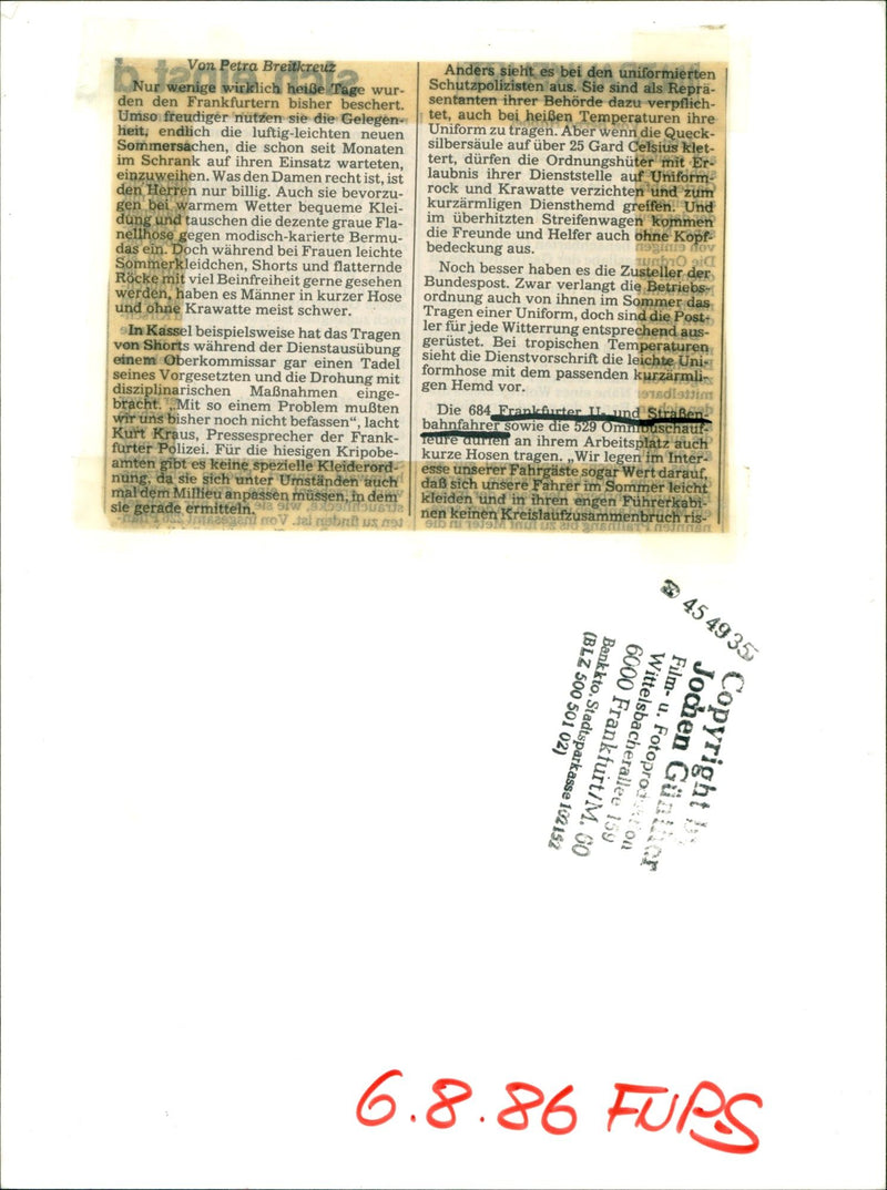 1986 PENBAHNEN BUSS PERSONAL DRIVER TRAM DRIVER CONT ROTH ROCK FILM - Vintage Photograph