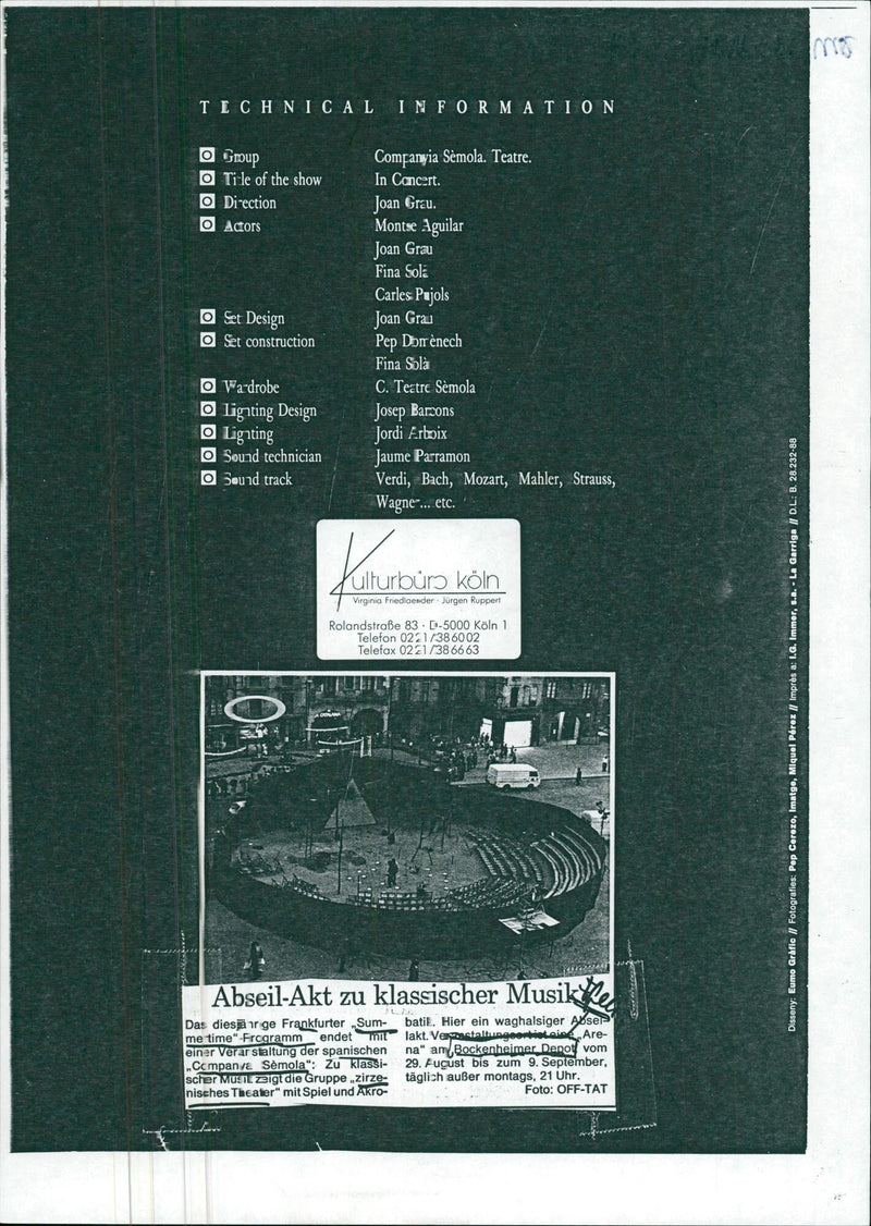 1990 SUMMERTIME MUSIC VERDI MOZART MAHLER STRAUSS JOAN CONCERT - Vintage Photograph