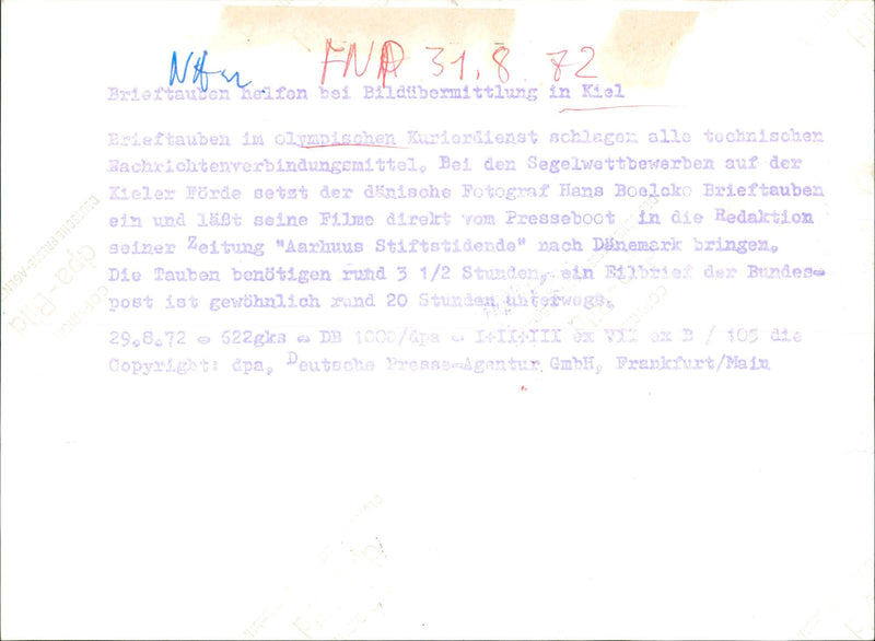 1972 HANS BOELCKO SENDS LETTER AND LIVES HIS FILMS DIRECTLY PRESS - Vintage Photograph