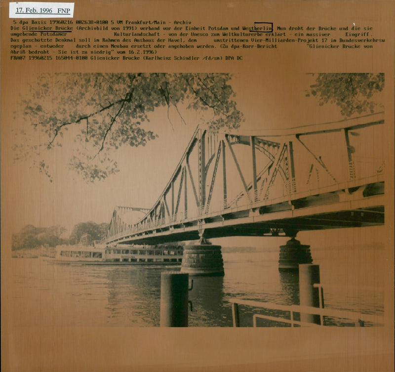 1996 EMICKER BRUCKE AND POTSDAN CULTURAL LANDSCAPE THAT GIVES - Vintage Photograph