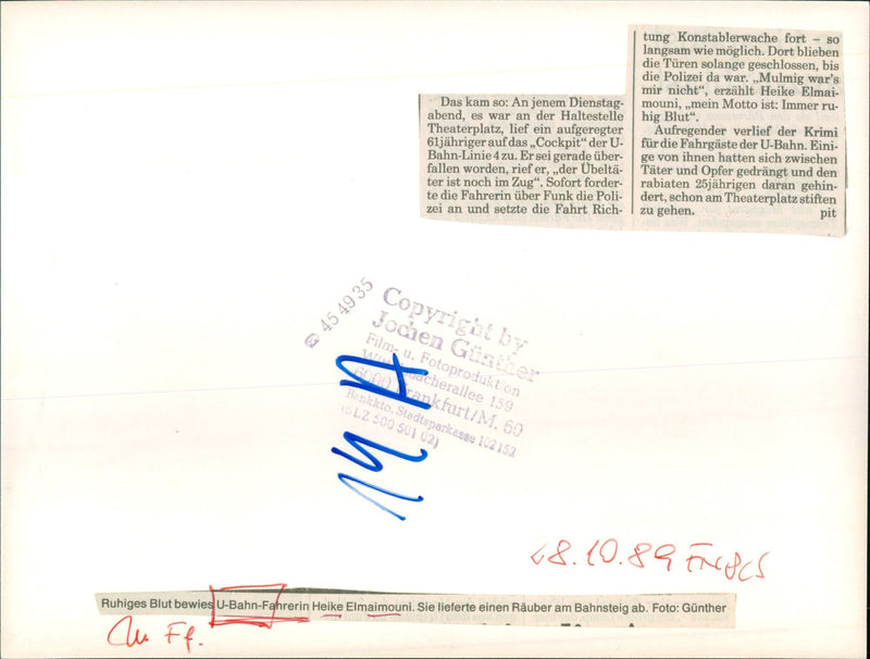 1989 UBAHN YEARS AGO COCKPIT RAILWAY EINI TRAI FILM - Vintage Photograph