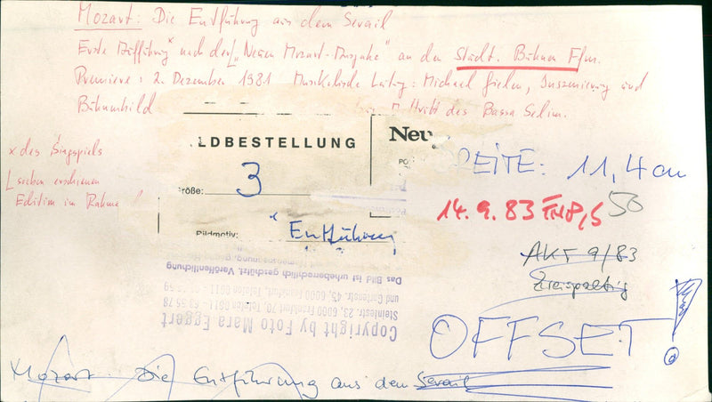 1983 THEATER OPERAS EXCLUSION SEVIL AFTER MONARL MICHAEL FILM - Vintage Photograph