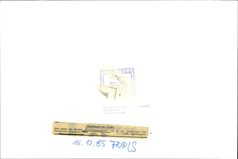 1985 feature film "Scene from Brecht's petty bourgeois wedding" - Vintage Photograph