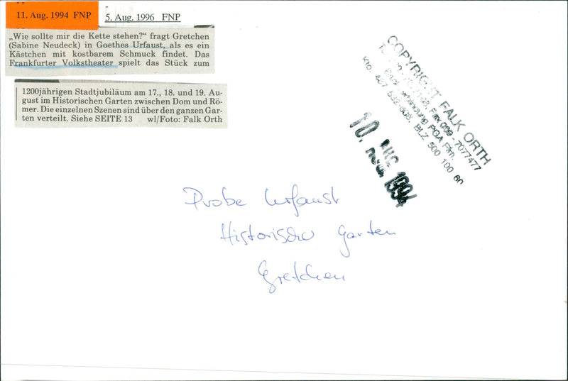 1994 Goethe's urfist: Sabine Neudeck - Vintage Photograph