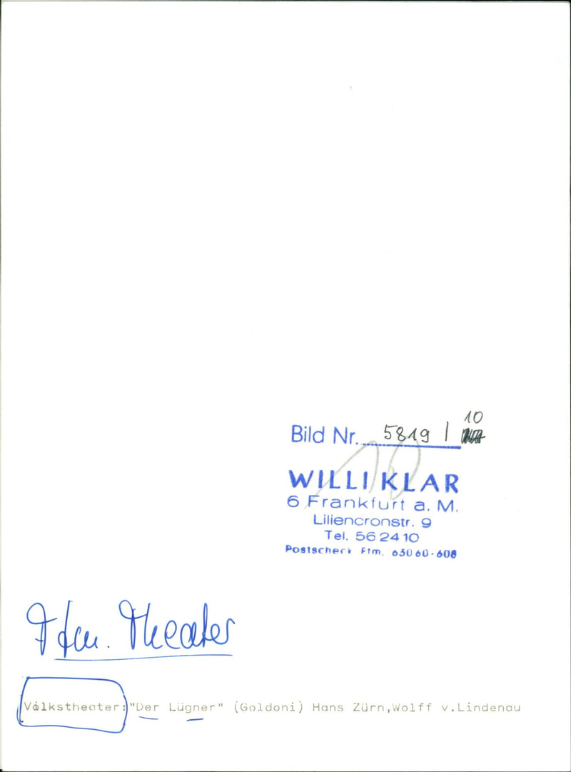 FOLK THEATER THEATER PIECES IMAGE WILLIKLAR FRANKFURT LILIENCRON - Vintage Photograph