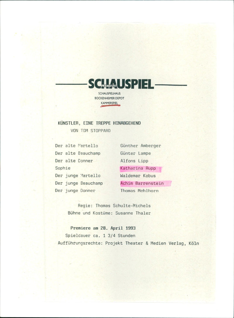 1993 URBAN ISTUCKE YOUNG THUNDER GERMAN FILM DIRECTED THOMAS PREMIERE - Vintage Photograph