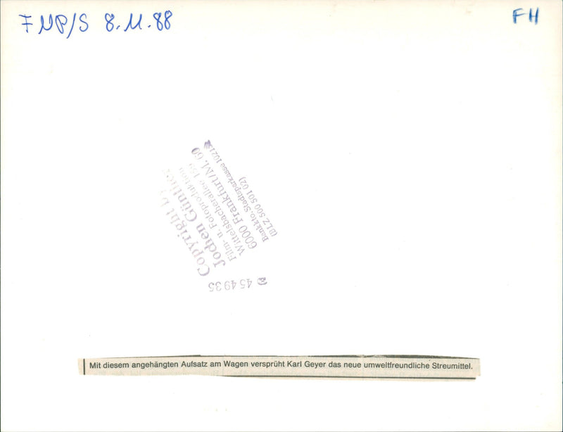 1988 URBAN CLEANING WINTER SERVICE ROOMS SPRINKLE KARL GEYER USES THIS ATTAC FILM - Vintage Photograph