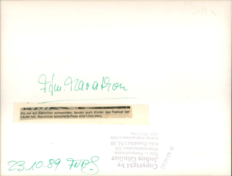 1989 MARATHO MANNER ROBERTSON LINE FRANEN FESTIVAL LINDA FILM - Vintage Photograph