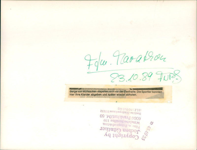 1989 FRANKFURT MARATHO MANNER ROBERTSON LINE FRANEN LINDA FILM - Vintage Photograph