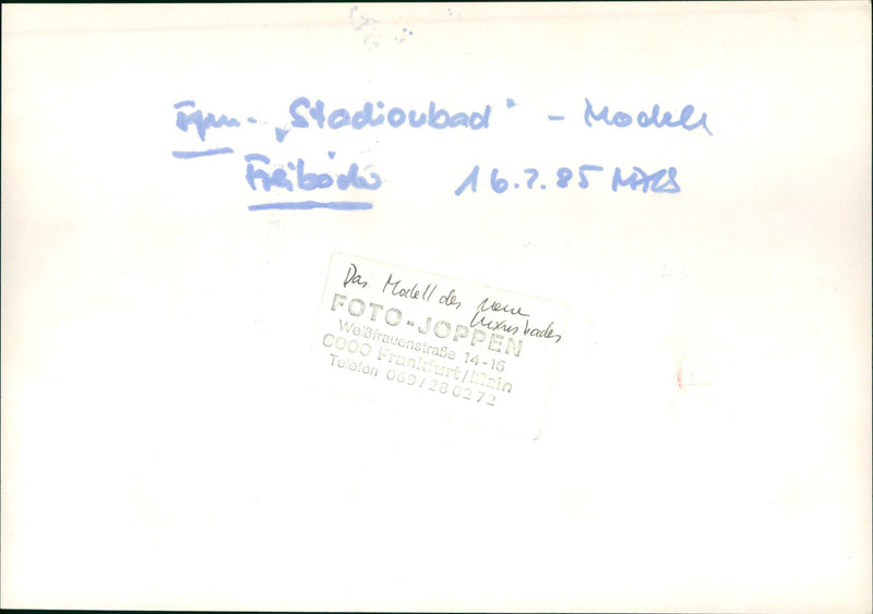 1985 SWIMMING TADION POOL MODEL NEW JOPPEN WEIFRAENSTRAE FRANKFURT - Vintage Photograph