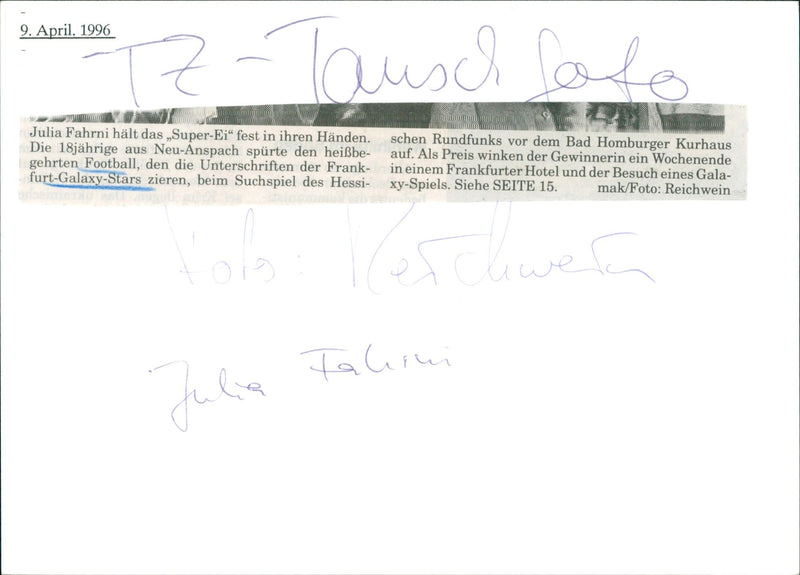 FRANKFURT ANSPACH SPRINTED HEAT BALL WHICH SIGNATURES FRANK - Vintage Photograph