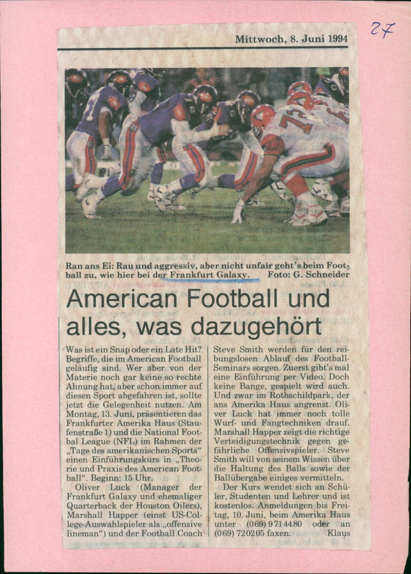 FRANKFURT AMERICAN FOOTBALL AND EVERYTHING THAT NATIONAL - Vintage Photograph