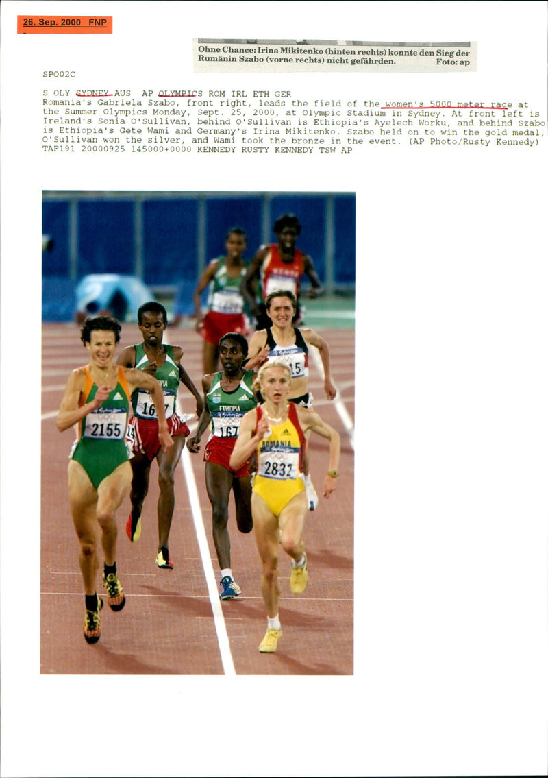 IADE SOMN PIETEN ROMANIAS GABRIELA SZABO WON GOLD MEDAL KENNEDY - Vintage Photograph