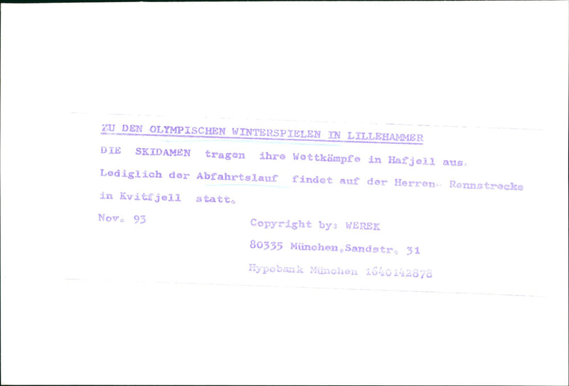 OLYMPIC WINTER PLAYING LILE HAMMER FLOW VALLEY FILM - Vintage Photograph