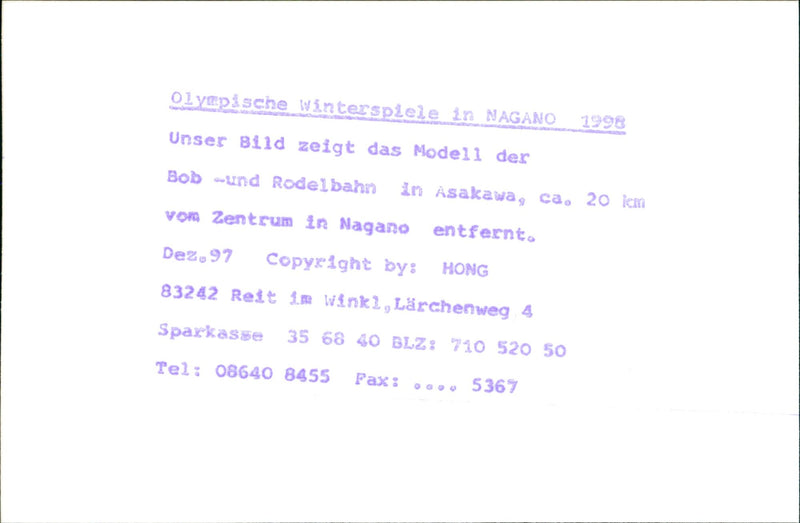 1998 OLYMPIC WINTER GAMES NAGANO OUR PICTURE SHOWS MODEL BOB HONG - Vintage Photograph