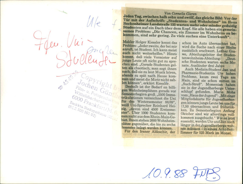 1988 EVERY SECOND WHO CALL SEARCH NACL STUDENT CAN USUALLY FILM - Vintage Photograph