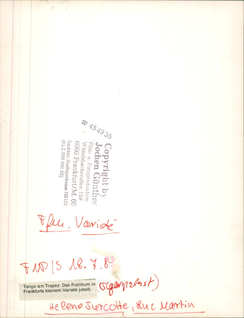 1989 MILLION MARK AMOUNTS KIDNEY PROJECT ARTIST FILM - Vintage Photograph