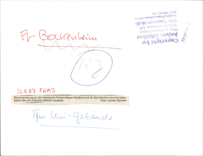 1987 UNIVERSITY BUILDING CHAPEL BOCKENHEIM FOUR ROBERT FILM - Vintage Photograph