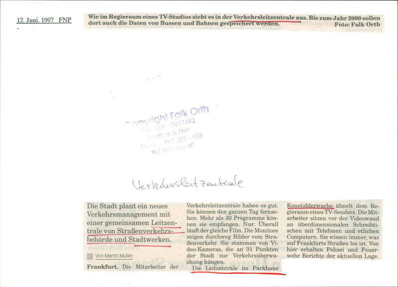 RKEHRSLEITE PLANS NEW TRAFFIC MANAGEMENT FILM - Vintage Photograph