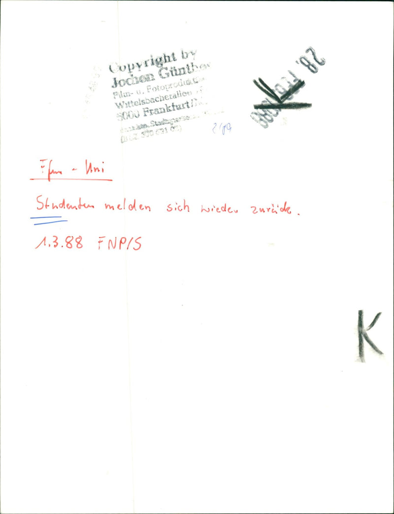 1988 CRO-YEAR HAMPE ITINENTIEGEND PERS JOSEF JACOBS GERMANY KURT KARRER FILM - Vintage Photograph