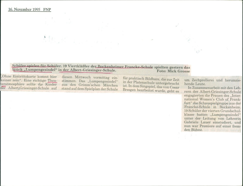 1995 SCHOOLS SCHULER SHEAT ACTING SCHOOL PREMIERE NATIONAL ALBERT - Vintage Photograph