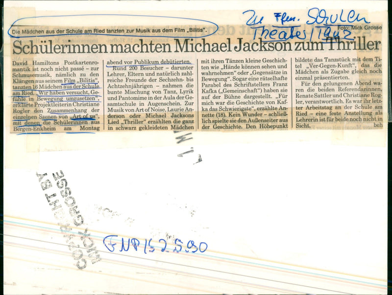 SCHOOLS SCHULER SHEND SCHOOL DRAMA VARIETE LERIN MICHAEL FILM JACKSON - Vintage Photograph