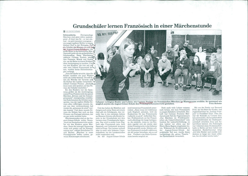 1999 MUSIC LEVEL KREDL FRENCH TAUGHT HOUR DERNETOWELS SCHWANHEI - Vintage Photograph