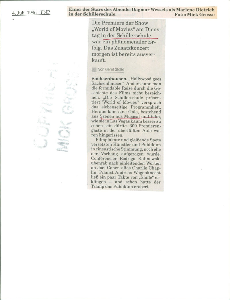 1996 SCHOOLS SCHULER SHEAT ACTING ROTH PREMIERE MARLENE FILM MICK - Vintage Photograph