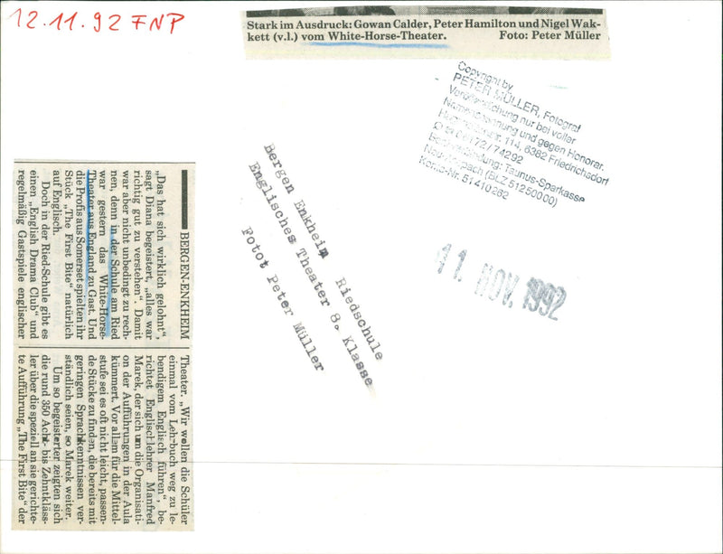 SCHOOLS SCHULER SHEAT ACTING SCHOOL ENGLAND WHITE DIANA - Vintage Photograph