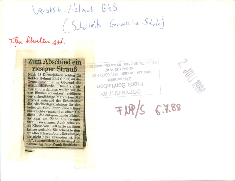 1989 MUSIC LEVEL KREDL HELMUT BLE SCHULEIK GRUNELIUS SCHOOL - Vintage Photograph