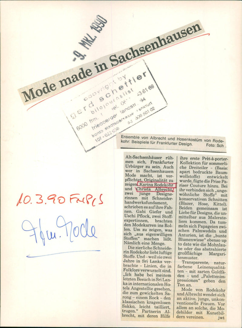 1990 KARINA RODEKOHRRISER COUTURE ADD AND CHRISTA ROCK FILM - Vintage Photograph