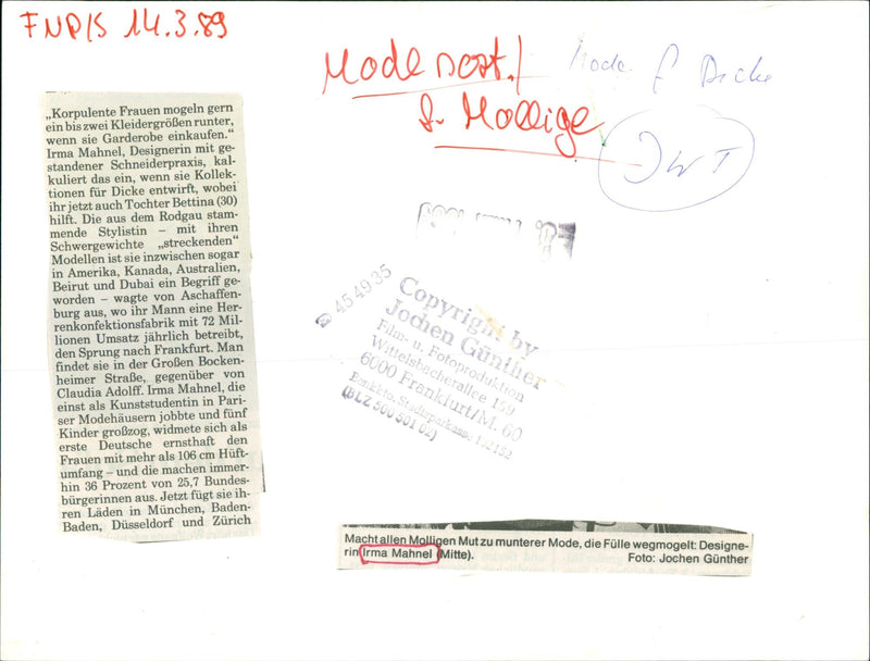 1989 THICKNESS IRMA MAHNEL ART STUDENT PARI ENHANCED FILM - Vintage Photograph