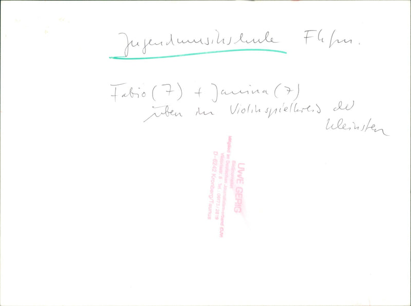 MUSIC SCHOOL YOUTH MUSIC SCHOOL FEHM FABIO JANINA UBEN VIOLIN - Vintage Photograph