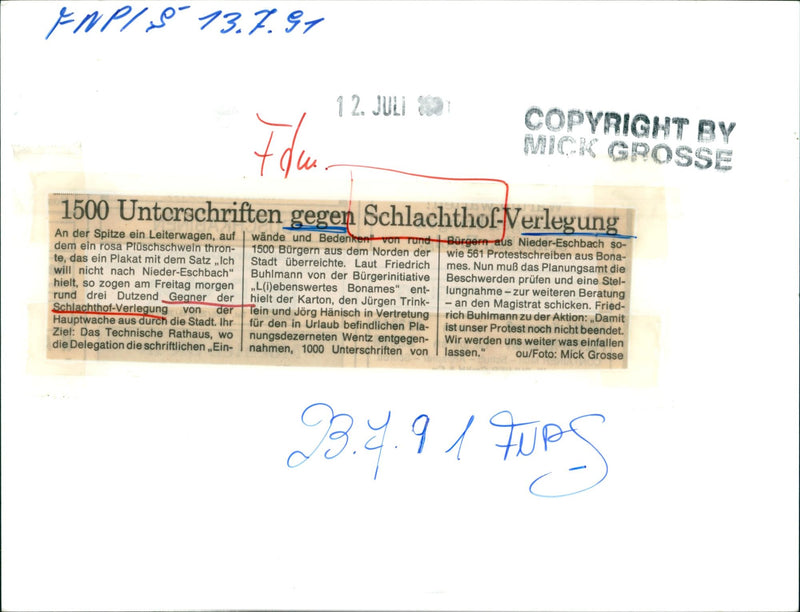 FOLW SCHLACHTHOF AGAINST SCHLASTHOF RELOCATION PROTEST EVENTS - Vintage Photograph