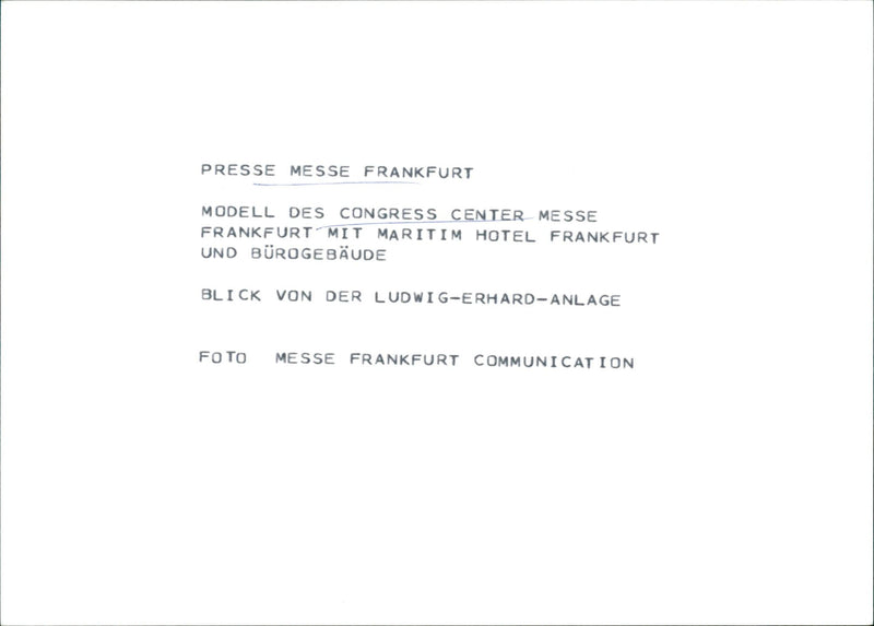 MESSEGELAND ONGREZENTRUM INGRE HALL OLD MESSEFURT MODEL - Vintage Photograph