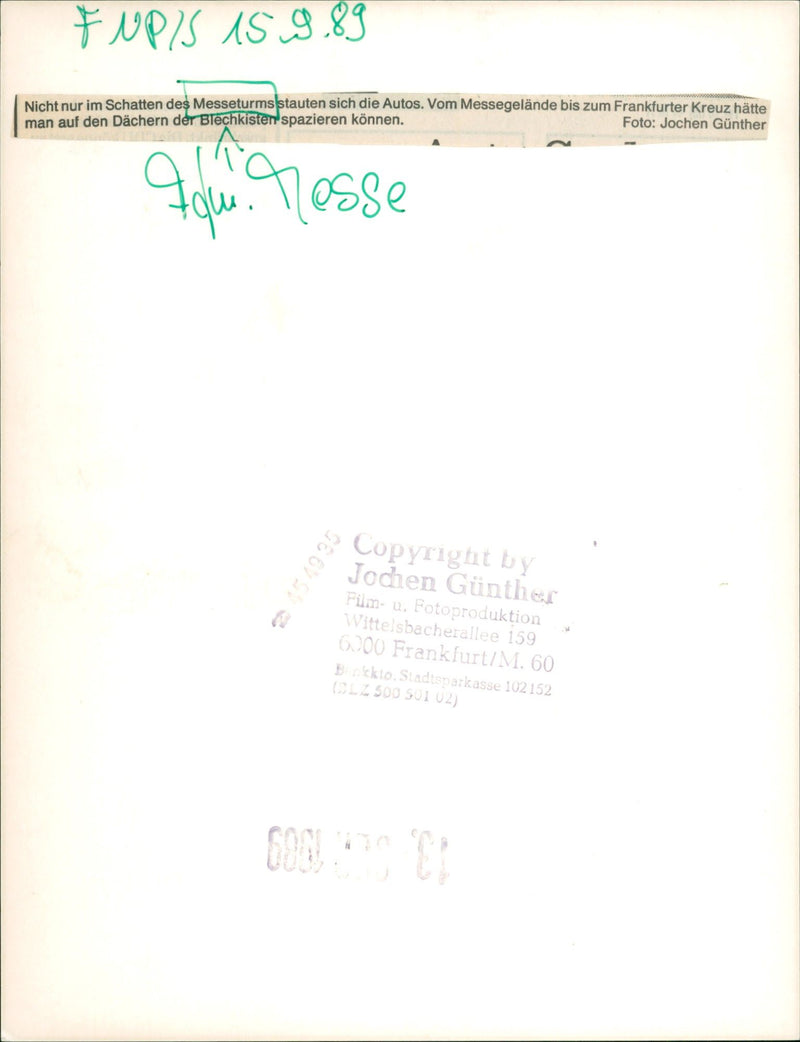 1989 TRADE FAIRS FAIRLAND FRANKFURT FILM - Vintage Photograph