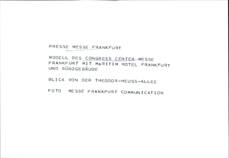 MESSEGELAND ONGREZENTRUM INGRE HALL OLD MESSEFURT MODEL - Vintage Photograph