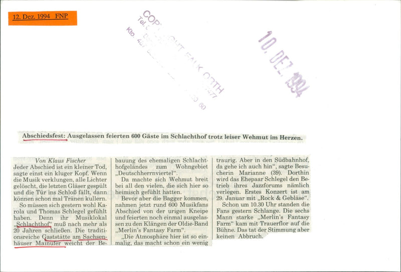 1994 OFEE SCHLACHTHOF RESTAURANT PARK CONCERT BAND ROCK - Vintage Photograph